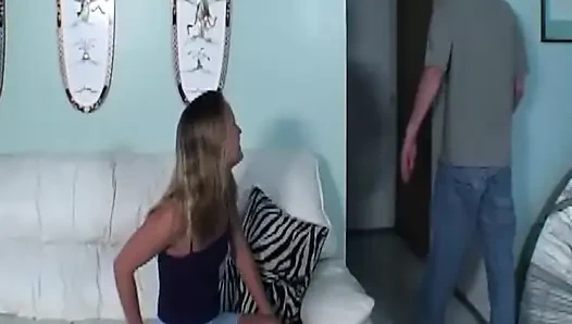 Blonde Babe Deepthroats Huge Cock with Drooling Intensity