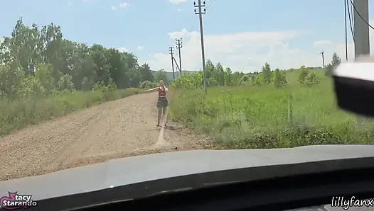 Hitchhiker Girl Turns Stranger Driver Into Her Facesitting Slave
