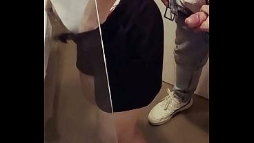 Secretary Bathroom Quickie With Coworker – Standing Fuck at the Sink and Cum in Her Mouth