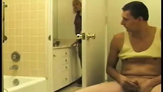 Whimsical young dude is fond of doing the trick with mature blonde Kathy Jones in the squat house