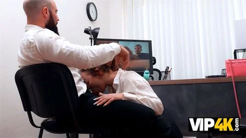 VIP4K. A Porn Model with Huge Tits gets fucked in the Office after a Loan officer appreciated her talents