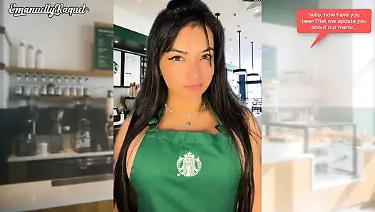 Roleplay Hot Latina Barista Emanuelly Raquel Cum Shower and Creampie