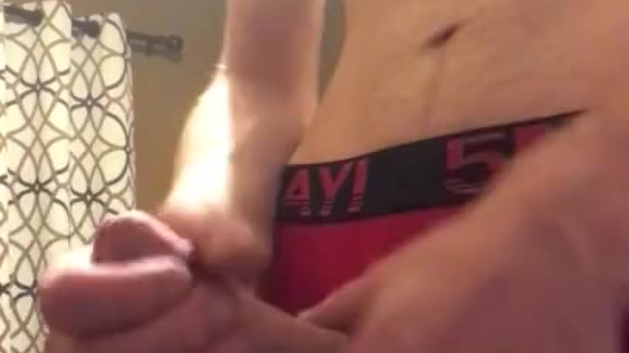 Jock jacks off and cums
