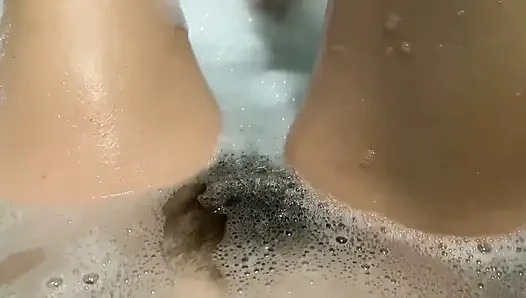 Hairy bush underwater in the bathtub