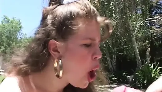 Chubby cheerleader sucks and fucks big cock