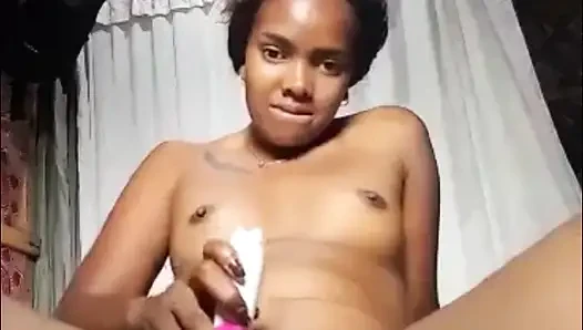 Beautiful black pussy fucked by a dildo