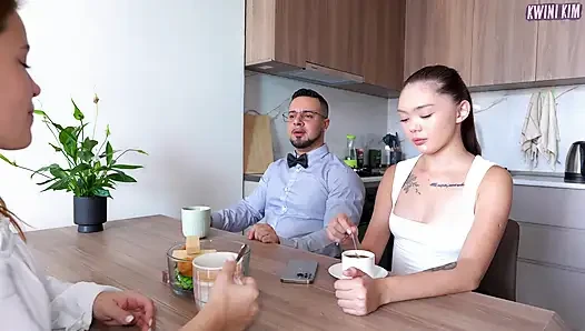 Asian Wife Kvini Kim and Her Husband Have Awkward Threesome Sex with Nicole Murkovski!
