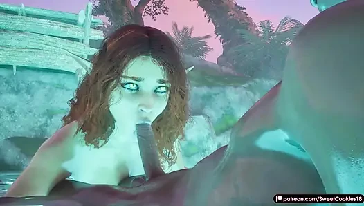 Elf Girl Sucks Cock, Gets Licked and Fucked Hard with Cum on Face & Body