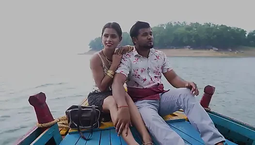 Couple Enjoy in River and Mountain