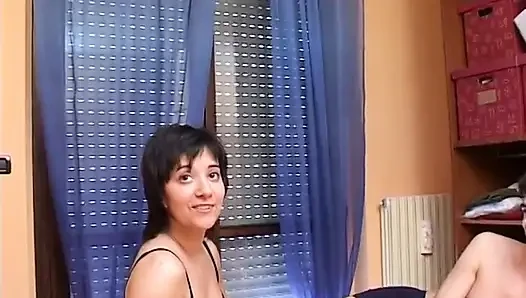 Close up amateur video with hairy pussy brunette, dildo and her fucker