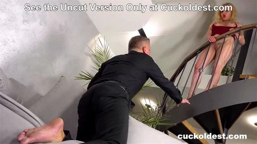 Blonde MILF Wife Watches Husband Become Cocksucker in Bisexual Threesome at Cuckoldest