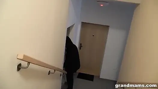 Classy 60 Year Old Sucking on a Public Stairs