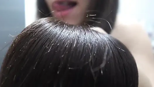An Indian Girl Combs Her Hair Naked, Then Makes an Asmr Video of Herself Combing Her Hair, Then Shows It up Close, Making Asmr