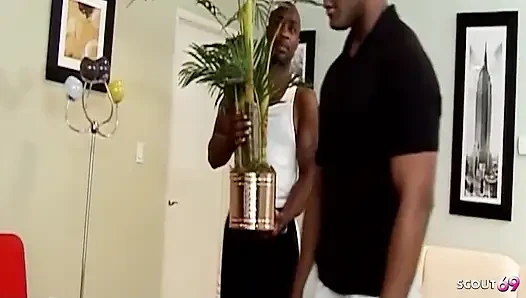 Ebony Teen Janae Foxx with Big Natural Tits and a Hairy Pussy Getting Fucked in a BBC Threesome