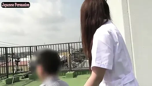 Stunning Nurse Lady Gets Thrilling Daylight Exposure on the Care Facility Rooftop in Uniform - Part1