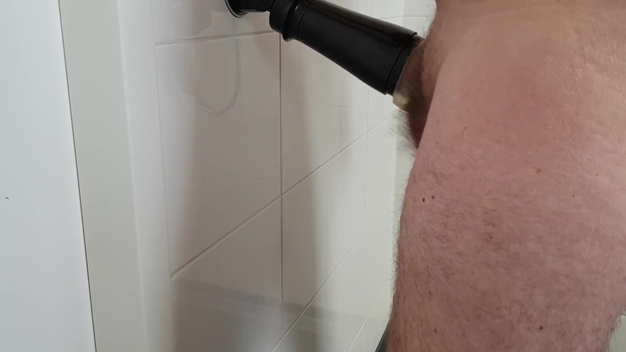 Shower Fleshlight Fuck with big cock while moaning