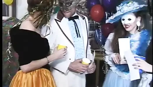 Superb Babe and Two Men Are Taking off Their Fancy Dresses and Takes Part in Hot Threesome Action