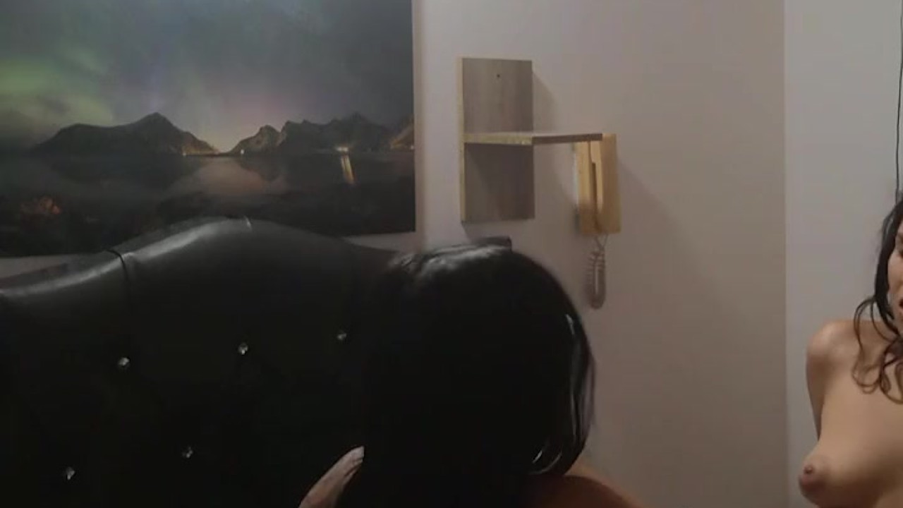 I finger my pussy while my partner jerks off, I suck her strap-on, I climb on top of her then she li