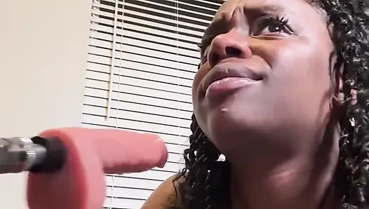 Ebony Fucks Throat and Squirt Uncontrollably