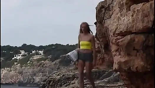 Petite whore gets her veteran moist pussy fucked hard on the sand
