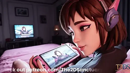 D.Va Gamer Girl Gets Fucked While Playing Games - POV Creampie