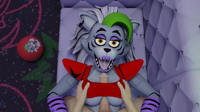 !Fixed! White guy tits fuck Roxanne Wolf Five Nights at Freddy's Security Breach tits job cum mouth