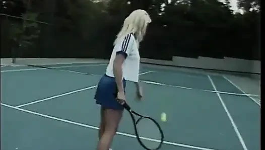 Horny stud bangs two sexy babes hard in the tennis court
