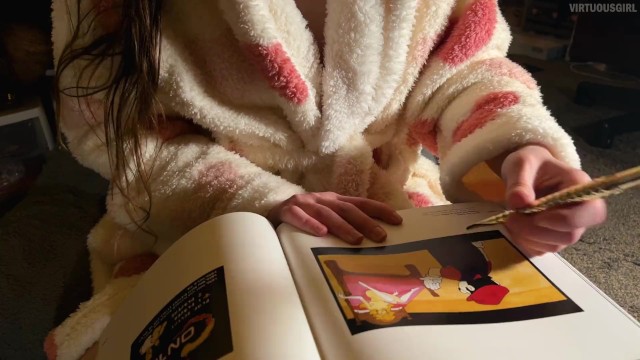 ASMR tracing NSFW art and showing you my small titties 😘