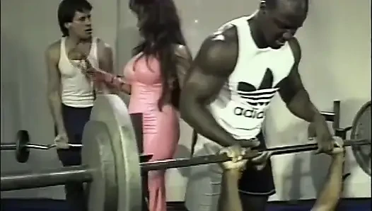 Fantastic Black MILF Fucked in Gym and Cummed on Tits by Many Monster Cocks