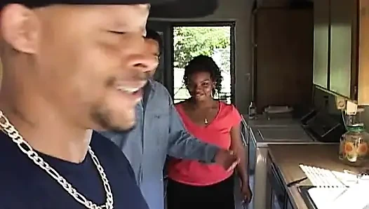 Black and White Interracial Threesome for a Ebony Pussy