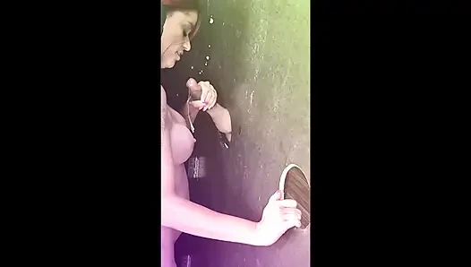 Wife Caressing and Sucking a Well-endowed Interracial Penis