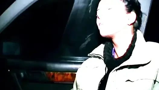 Brunette Fingers Herself Deep in Dark Car