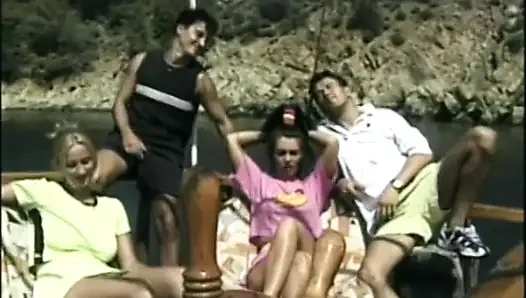 Anal fuck orgy with sexy vintage MILFS outdoor, on the yacht