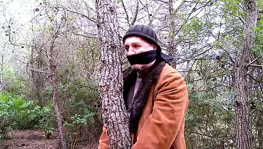 Man gets tied up and fucked hard in the woods