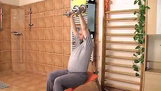 Sexy teen gets fucked by an old pig in the gym