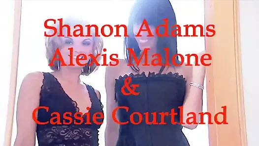 Three stunning lesbian babes enjoy a double dildo together