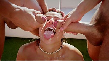 White Cocks Gangbang. Triple Penetration And Cumshot On The Face