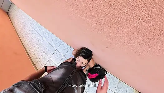 Risky sex with a female student in the school hallway.