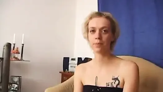 Sexy skinny blonde on casting