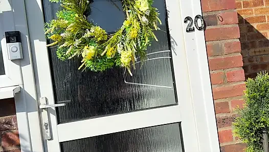 window peeping view of horny housewife