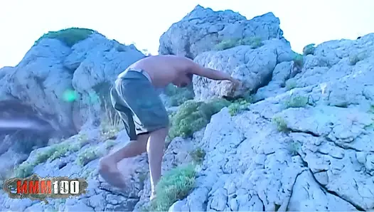 Arena: Busty Brunette Fucked in the Ass on the Rocks
