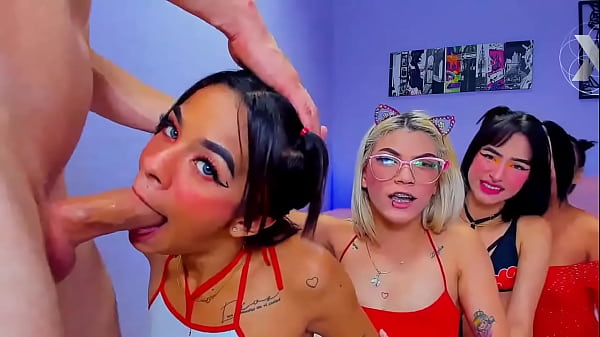 Whores Take Turns Sucking A Big Cock