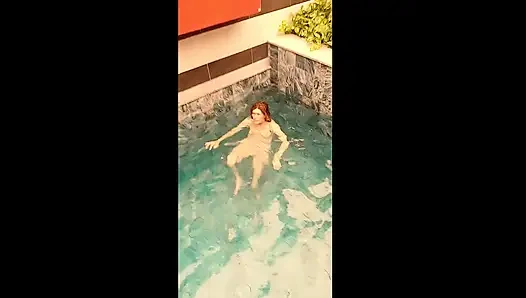 Natalia La Sumisa, mature Spanish submissive in the pool