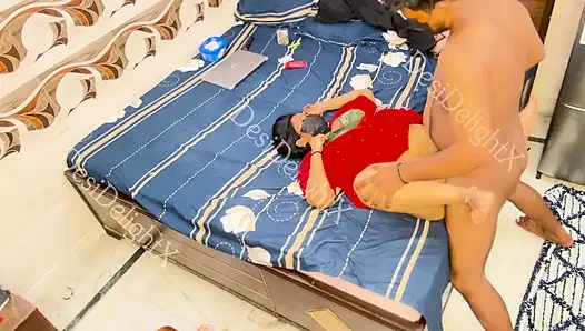 Wife in Hot Red Nighty Makes Husband Lose Control Hardcor Sex All Open