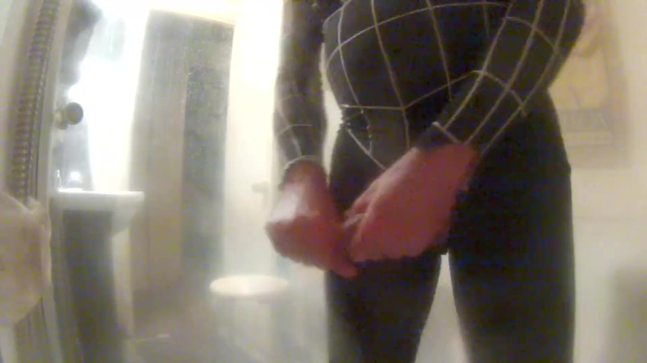 Bad Spiderman takes shower but just gets dirtier