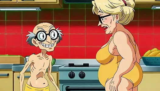 Hentai Granny Gets Double Hot Love for Breakfast