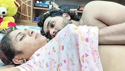 Hot couple lip lock with navel lick and boobs press