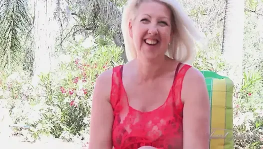 Auntjudys - a Sunny Outdoor Interview with Busty Mature MILF Maggie Moon