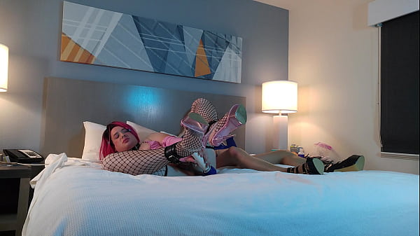 Very Sexy Blonde Crossdresser Masturbation with Redhead Trans Woman