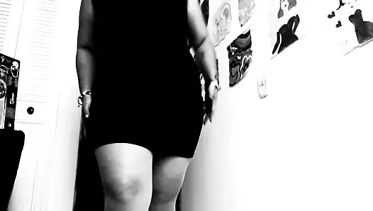 Silent Cinema and Black and White Vintage Girl Seducing You with Stockings, Dress and Heels